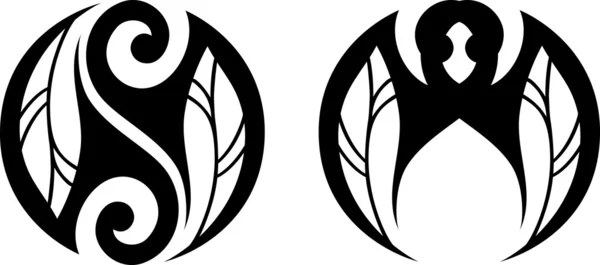 Bat and symmetric tribals Royalty Free Vector Image