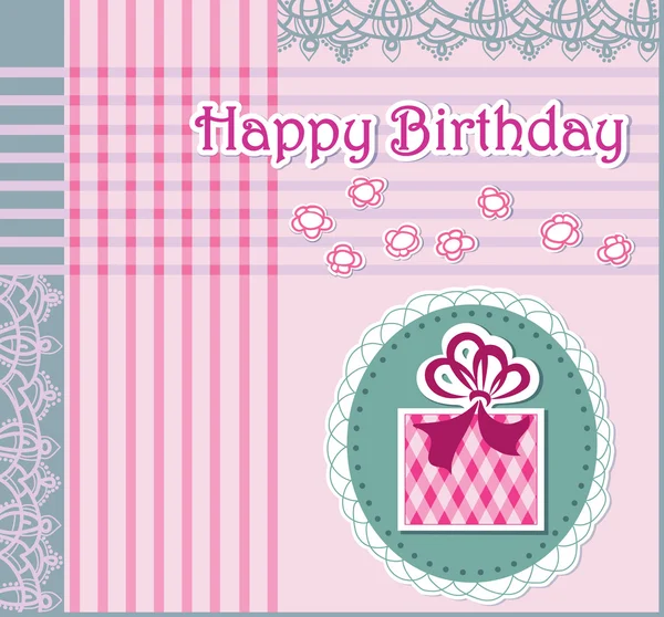 Cartão de felicitações com feliz aniversário — Vetor de Stock