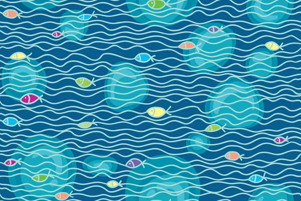 Fond vectoriel sans couture du fond marin. poissons colorés — Image vectorielle