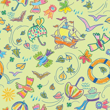 Bright drawn seamless background in the marine theme clipart