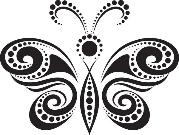 Silueta de una mariposa de las líneas y puntos — Archivo Imágenes Vectoriales