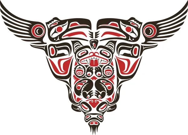 Diseño de tatuaje estilo Haida — Archivo Imágenes Vectoriales