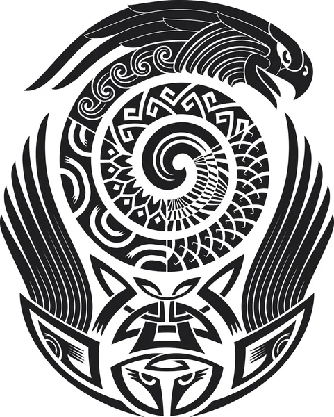 Premium Vector  Black and white tattoo of polynesian god patterns