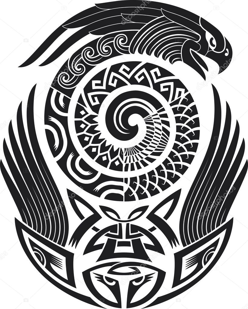 Snake-bird tattoo design