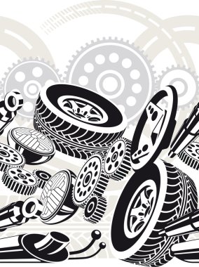 Car parts seamless pattern clipart