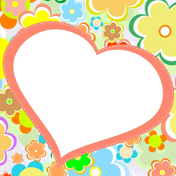 Güzel parlak çiçek kalp. vektör kartı — Stok Vektör
