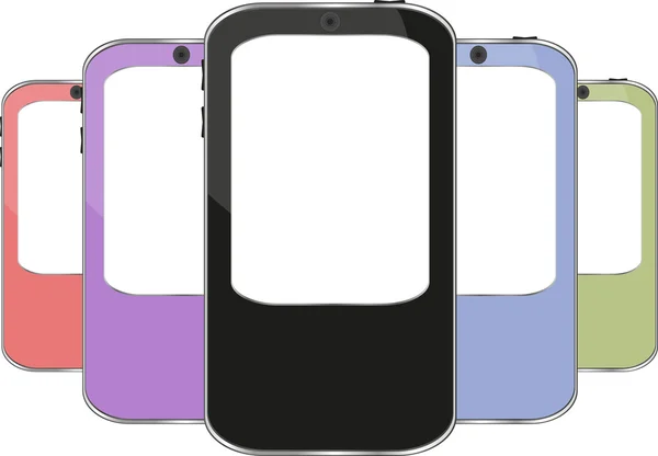 Set di smart phone multicolore vettoriale — Vettoriale Stock