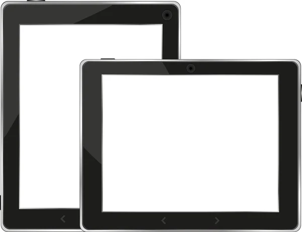 Black tablet pc set on white background — Stock Vector