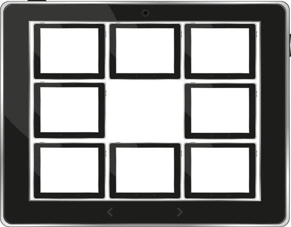 白い画面と設定黒ベクトル タブレット pc — ストックベクタ