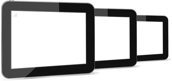 Set di compresse digitali con schermo bianco isolato su bianco — Vettoriale Stock