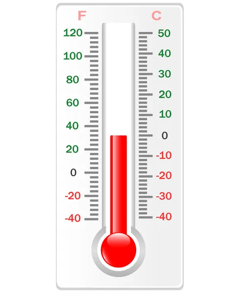 Termometro. Vettore. Celsius e Fahrenheit — Vettoriale Stock