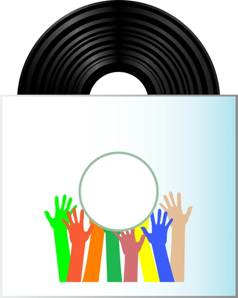 白い背景の上のボックスにビニール レコード ディスク — ストックベクタ