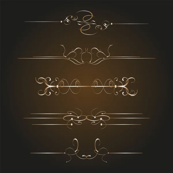 Kalligrafische Dekorgestaltungselemente. Ecken, Wirbel, Rahmen — Stockvektor