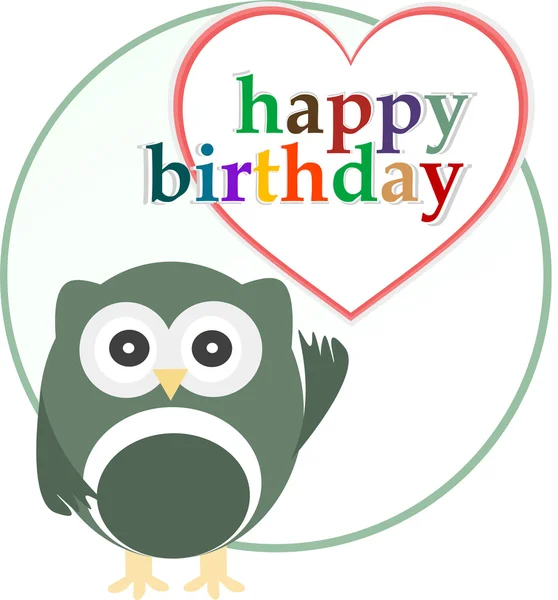 Vector happy birthday party card with cute owl — Stock Vector