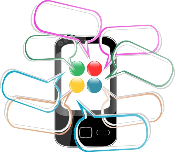 Smartphone mit Sprechblase. digital erstellt — Stockvektor