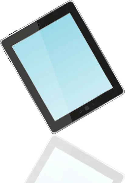 Schwarzer Vektor-Tablet-PC mit blauem Bildschirm — Stockvektor
