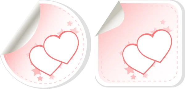 Ensemble de deux étiquettes coeur de valentines d'amour. autocollant vecteur — Image vectorielle
