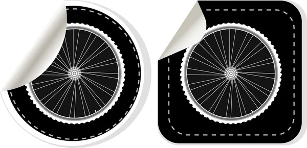 Vector white bike wheel sticker set — Stock Vector