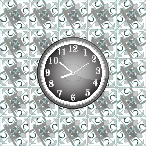 Modern wall clock on the grunge background — Stock Vector