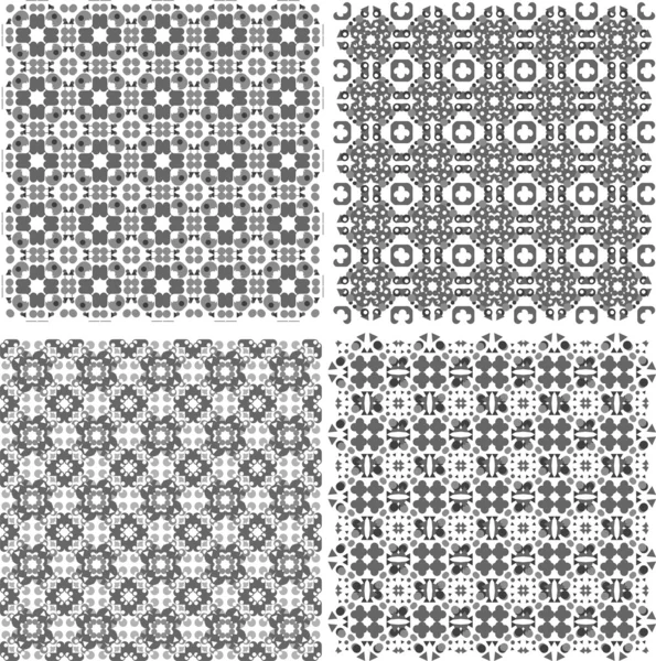 Monochrome geometric seamless patterns set. Vector backgrounds — Stock Vector