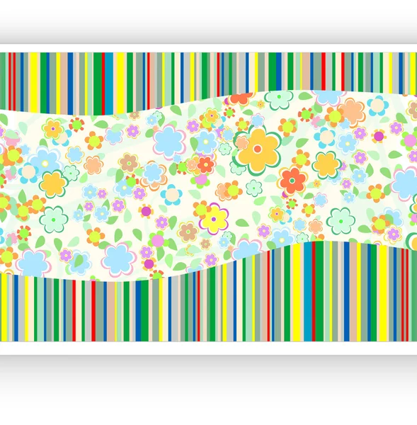 复古背景用纸卡和鲜花 — 图库矢量图片