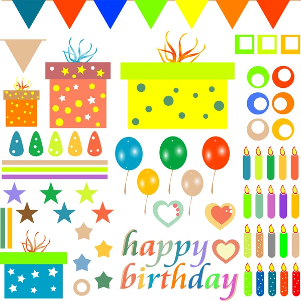 Elementos de diseño de feliz cumpleaños para el álbum de recuerdos del bebé — Archivo Imágenes Vectoriales