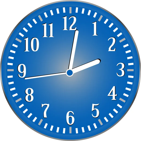 Relógio detalhado azul parede vetorial isolado no branco — Vetor de Stock