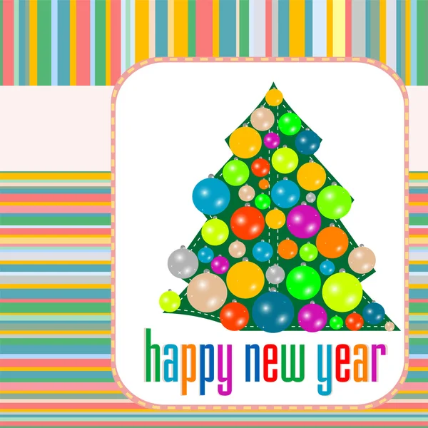 Ağaç arifesinde Noel topları. Yeni yıl vektör arka plan — Stok Vektör