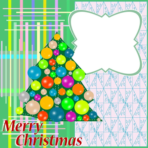 Árvore de Natal com bolas coloridas e decorações — Vetor de Stock