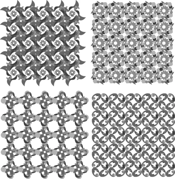 Black and white geometric seamless patterns set. Vector — Stock Vector