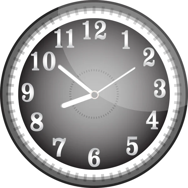 Relógio de parede vetorial prata com rosto preto — Vetor de Stock