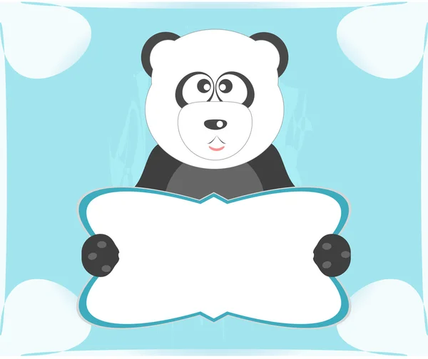 Panda with blank sheet for your own text white background — Stock Vector