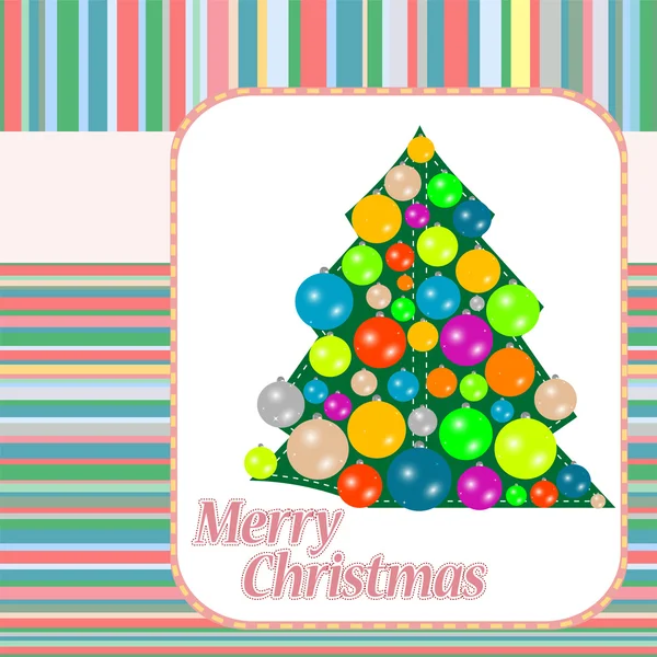Gestileerde Kerstmis bal en kerstboom achtergrond — Stockvector