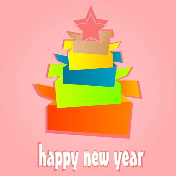 Árvore de Ano Novo Origami. Natal cartão de férias — Vetor de Stock
