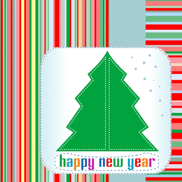 Árbol de Navidad con Feliz Año Nuevo saludos — Vector de stock