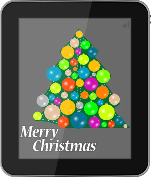 Tarjeta navideña en smartphone aislada sobre fondo blanco. Vector — Vector de stock