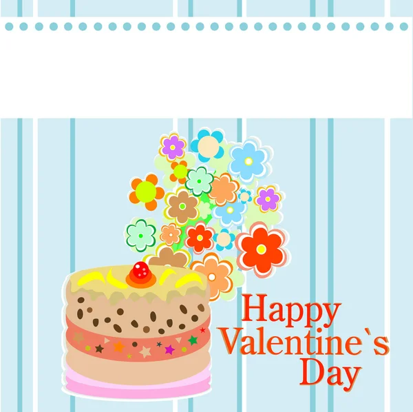 Valentine`s party flowers and delicious sweet cakes — Stock Vector