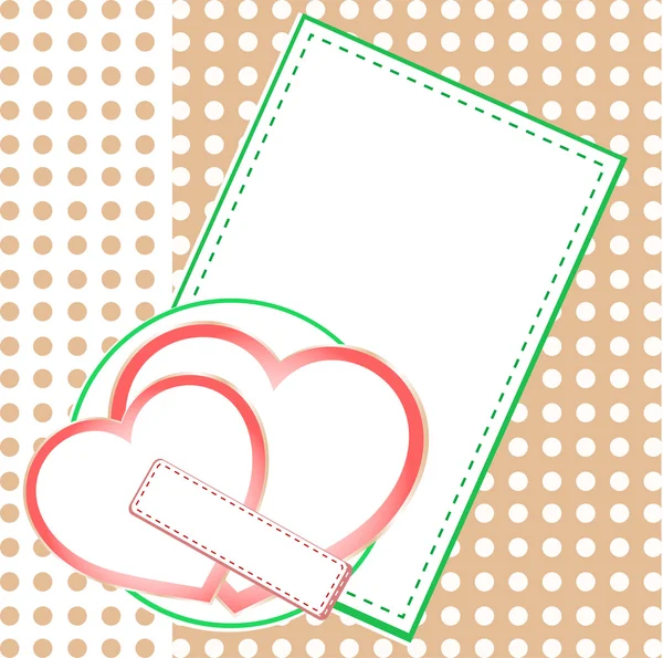 Carte Saint Valentin avec deux cœurs d'amour — Image vectorielle