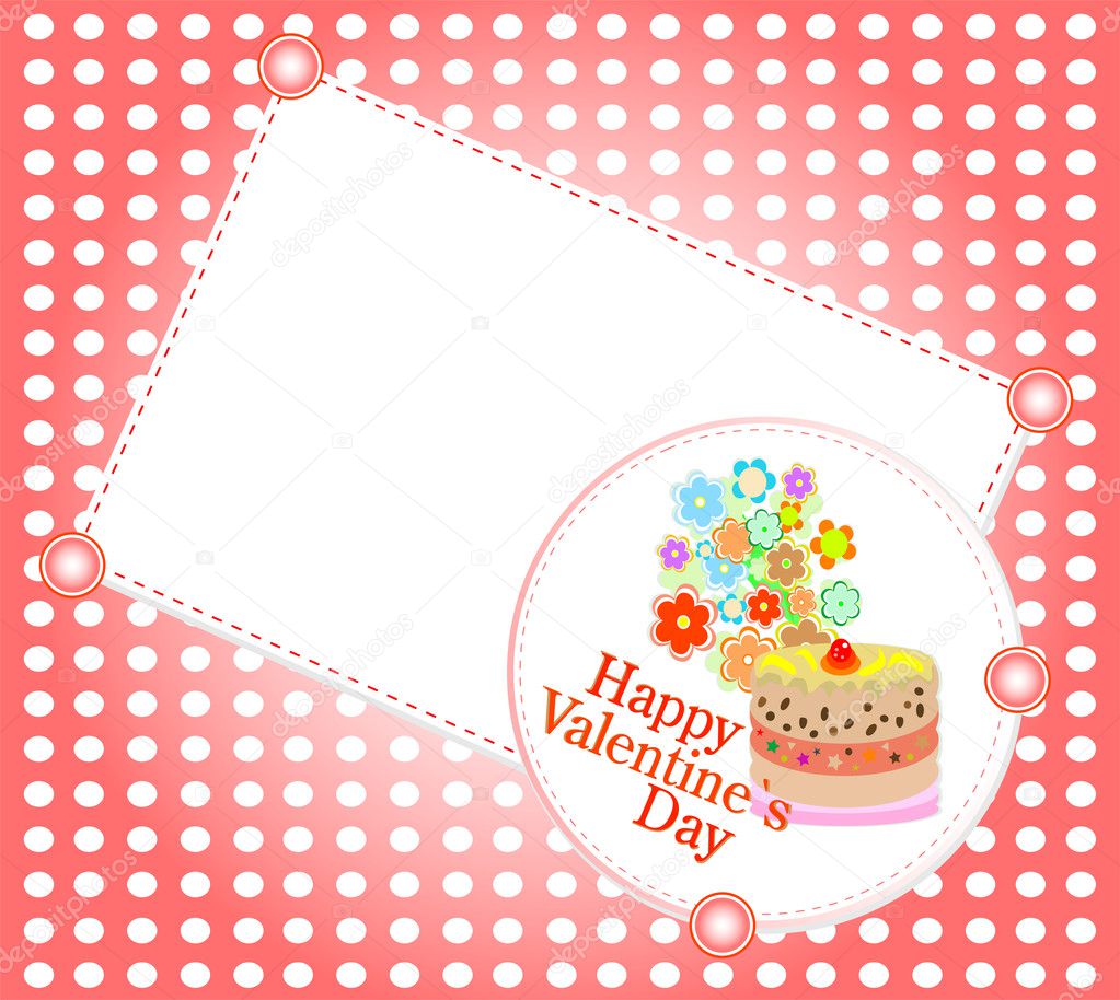 Celebration card. Valentine`s cake with space for text. vector