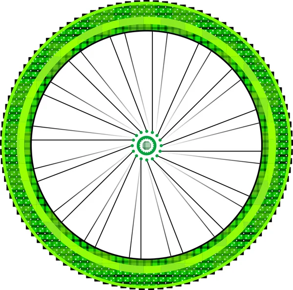 Bike wheel with tire and spokes isolated on white background — Stock Vector