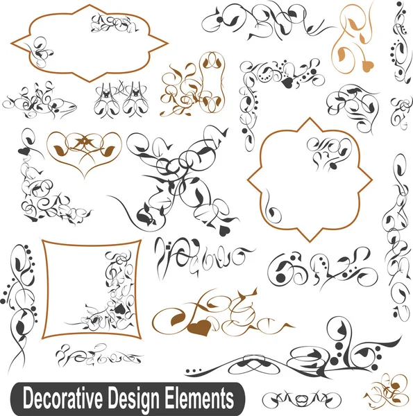 Ensemble vectoriel d'éléments calligraphiques, de bordures et de cadres — Image vectorielle