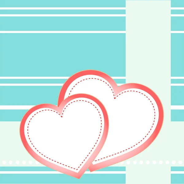 Kartpostal iki kalp ve sevgi tatil vektör — Stok Vektör