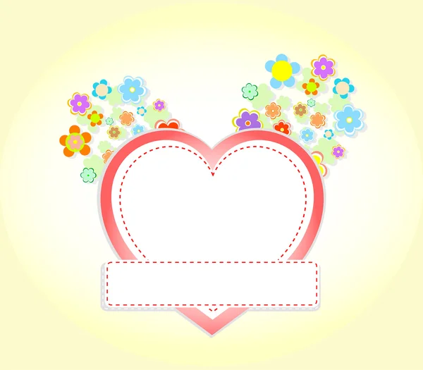 Floral hart bruiloft of valentine uitnodigingskaart — Stockvector