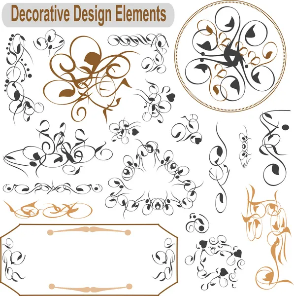 Vector set calligraphic design elements and page decoration — Stock Vector