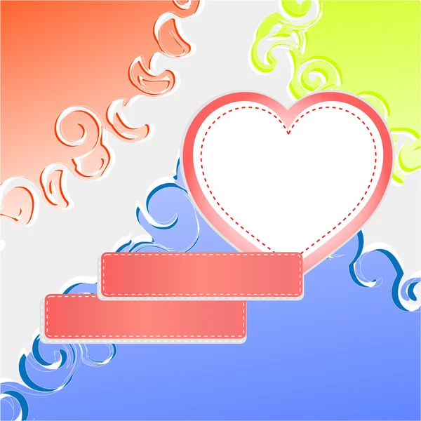 Cute doodle romantic abstract background with heart — Stock Vector