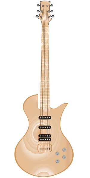 Krásný dřevěný elektrická kytara izolovaných na bílém pozadí — Stockový vektor