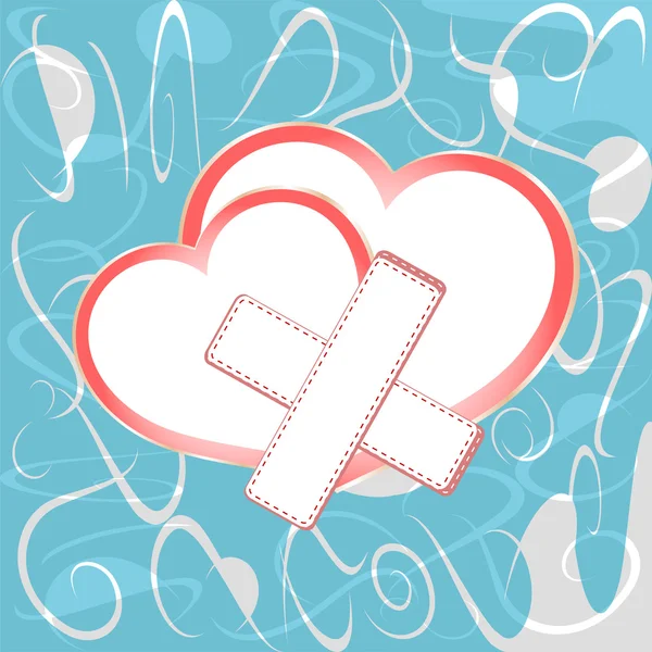 Valentinstag Vektor Hintergrund mit zwei Herzen. Hochzeitsliebe — Stockvektor