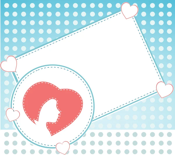 Carte avec coeur et tête de femme. carte d'invitation — Image vectorielle