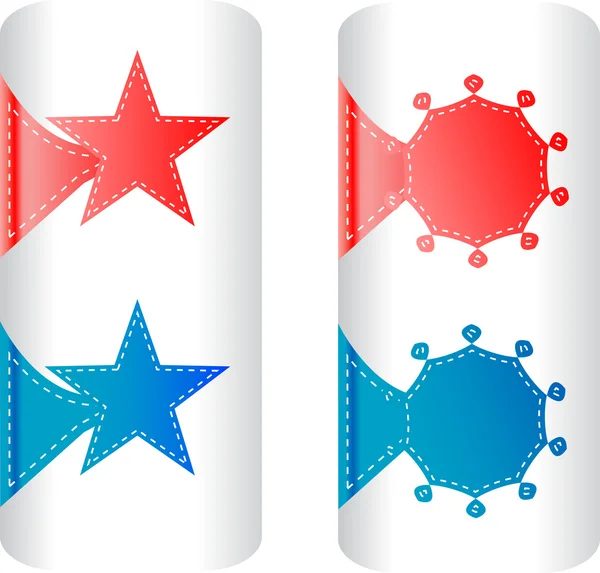 Élégant ensemble coloré d'étiquettes sous la forme d'insignes et d'autocollants étoiles — Image vectorielle