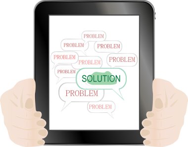 The word SOLUTIONS in tablet pc clipart